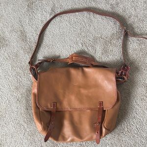Madewell leather messenger bag with striped lining